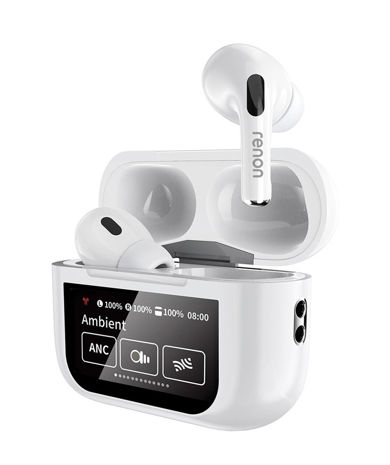 RENON Pulse True Wireless Bluetooth 5.4 Earbuds, Touch Screen Display Charging Case with 1.47” Display, ANC+ENC Noise Cancelling Headphones, 36H Playtime, Spatial Sound, IPX4 Waterproof - Image 1